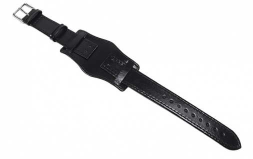 Uhrenarmband Leder Band Schwarz mit Unterlage 22862S