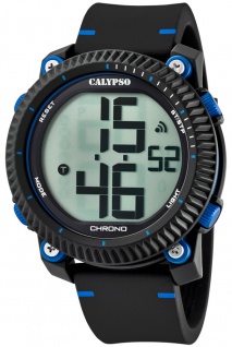 Calypso |Herren Quarzuhr Digital Kunststoff Alarm Stoppuhr schwarz/blau K5731/2