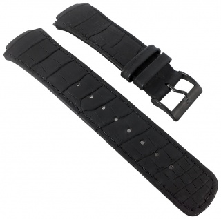 Skagen Denmark | Uhrenarmband Leder schwarz mit Krokoprägung zum Verschrauben für 856XLBLB