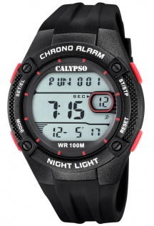 Calypso Digital Armbanduhr PU-Band schwarz Kunststoff Quarzwerk Uhr Digitaluhr K5765/3 K5765