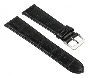 Nevada Ersatzband Manufaktur Uhrenarmband Kalbsleder Kroko-Prägung schwarz 25751S