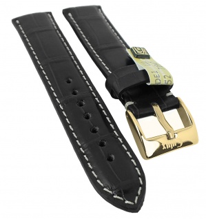 Alligator Highline Ersatzband 18mm - 22mm Alligator-Leder schwarz seidenglänzend
