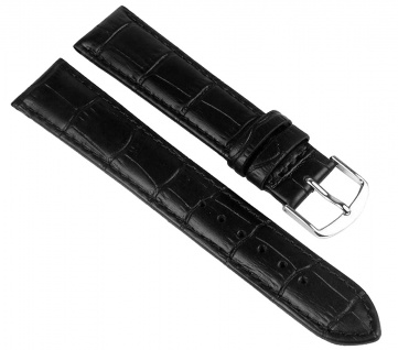 Uhrenarmband Leder Guinea Schwarz 20mm XL Verlauf Kroko Optik