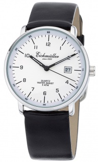 Herren Armbanduhr | Quarzuhr mit Datum | Lederband > schwarz | Ziffernblatt > weiß | 36304