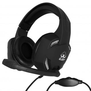 Gaming Stereo Headset mit Mikrofon, 3.5mm geflochtenes Klinkenkabel Dunkelgrau