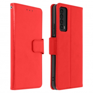 Flip Stand Case Brieftasche & Standfunktion für Huawei P Smart 2021 Rot
