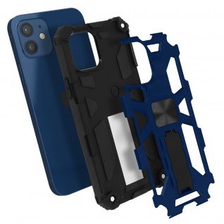 Apple iPhone 12 Mini Handyhülle mit Ständer, Metallic Design Blau