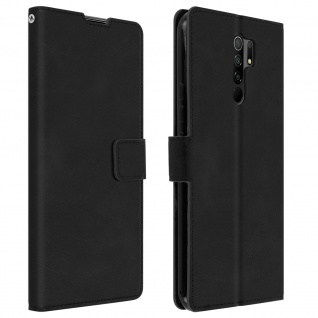 Flip Stand Case Brieftasche & Standfunktion für Xiaomi Redmi 9 Schwarz