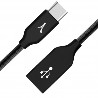 Akashi USB / USB Typ-C Ladekabel verchromt Schwarz â€? Aufladen & Synchronisieren