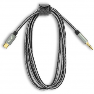 USB-C / 3.5mm Klinkenstecker Audiokabel, Nylon geflochten 1, 5 m, LinQ - Grau