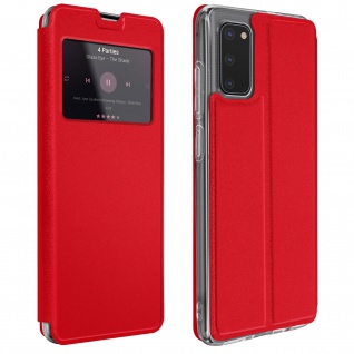 Samsung Galaxy S20 Kunstlederetui mit Sichtfenster & Kartenfach Rot