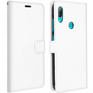 Flip Stand Cover Brieftasche & Standfunktion für Huawei Y7 2019 Weiß