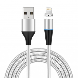 USB / Lightning Kabel mit abnehmbarem magnetischem Anschluss, 1m lang - Silber