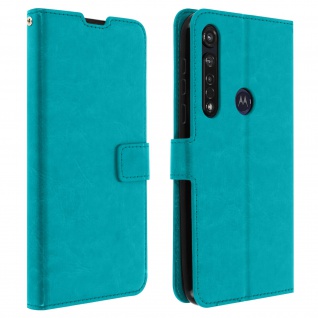Flip Stand Case Brieftasche & Standfunktion für Moto G8 Plus Blau