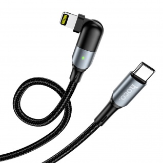 USB-C / Lightning Kabel mit drehbarem Anschluss, 1.2m lang, Hoco. Schwarz