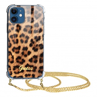Guess Schutzhülle mit Halskette, Leopard Muster, iPhone 12 / 12 Pro Orange