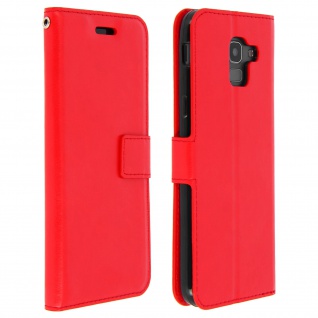 Flip Cover Stand Case Brieftasche & Standfunktion Samsung Galaxy J6 Rot