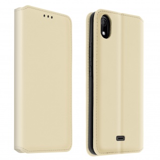 Kunstleder Cover Classic Edition Wiko Y61 Gold