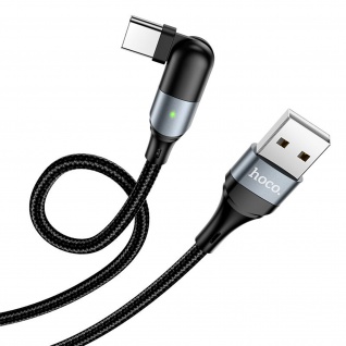 USB / USB-C Kabel mit drehbarem Anschluss, 1.2m lang, Hoco. â€? Schwarz