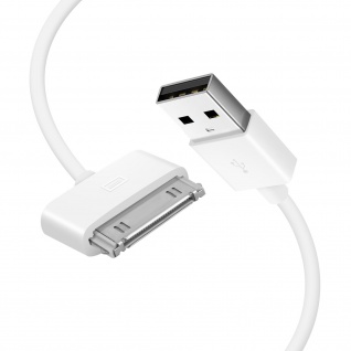 USB / 30-Pin Ladekabel, Lade- + Synchronisationskabel, Fairplay Weiß