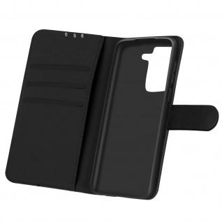Klapphülle mit Portemonnaie für Samsung Galaxy S21, Magnetverschluss Schwarz