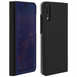 Flip-Cover mit Spiegeleffekt & Standfunktion für Huawei P20 Schwarz