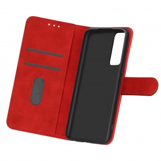 Flip Cover Geldbörse, Etui Kunstleder für Samsung Galaxy A02s Rot