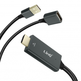 HDMI-Adapter + 1x USB-Stecker und 1x USB-Buchse, LinQ Grau