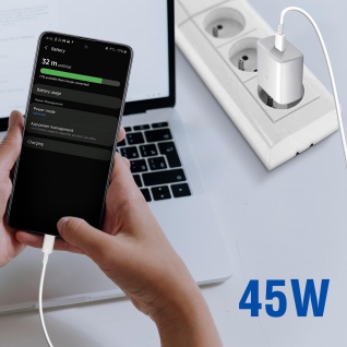 Samsung Original 45W USB-C Ladegerät + USB-C Kabel, Fast Charging 2.0 - Weiß - Vorschau 5