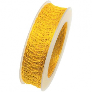 Schleifen Gitterband ALMA mit Draht 25mm gelb 20m Rolle (1m=0, 45EUR) Goldina
