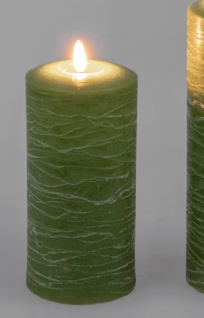 LED Kerze KLASSIK grün H. 18cm D. 9cm mit Timerfunktion Formano