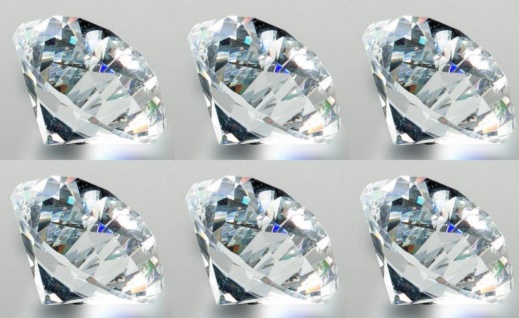 6er Set Deko Diamanten klar D. 4cm Glas geschliffen Formano
