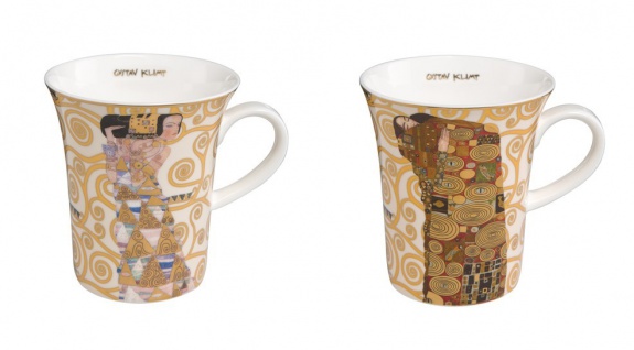 4er Set Gustav Klimt Becher Die Erwartung + Die Erfüllung 400ml Goebel Porzellan