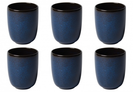 Villeroy & Boch LAVE BLEU Kaffeebecher 400ml 6er Set blau Steingut