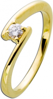 Diamantring 0, 15ct W/SI Gold 585 Diamant Ring Brillant Verlobungsring