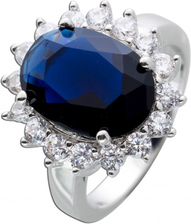 Ring Silber 925 Saphir nachtblau synthetisch Edelsteinring