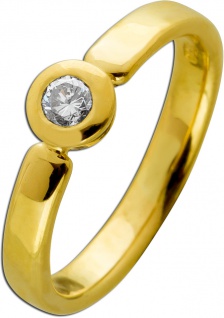 Solitär Brillant Ring 0, 12ct TW/VSI Gelbgold 750 18 Karat 1Diamant