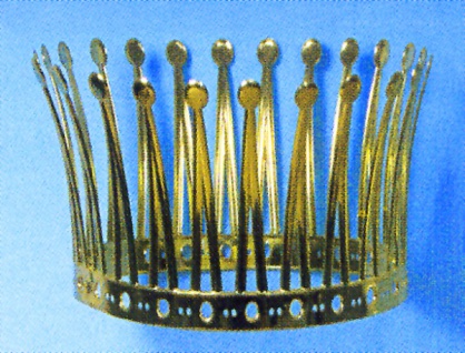 1338 goldfarbene Krone mit 24 Zacken aus dünnem Metall, 20cm Durchmesser...