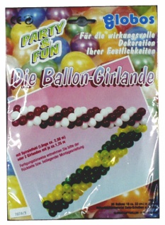 70595 Ballon Girlande, 80 Ballons, ca. 22 cm Durchmesser, in zwei Farben, Befestigungsmaterial, De