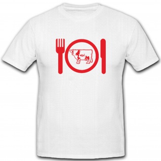Rinderesser Teller Messer Gabel Rind Kuh Essen Mittag - T Shirt #4527
