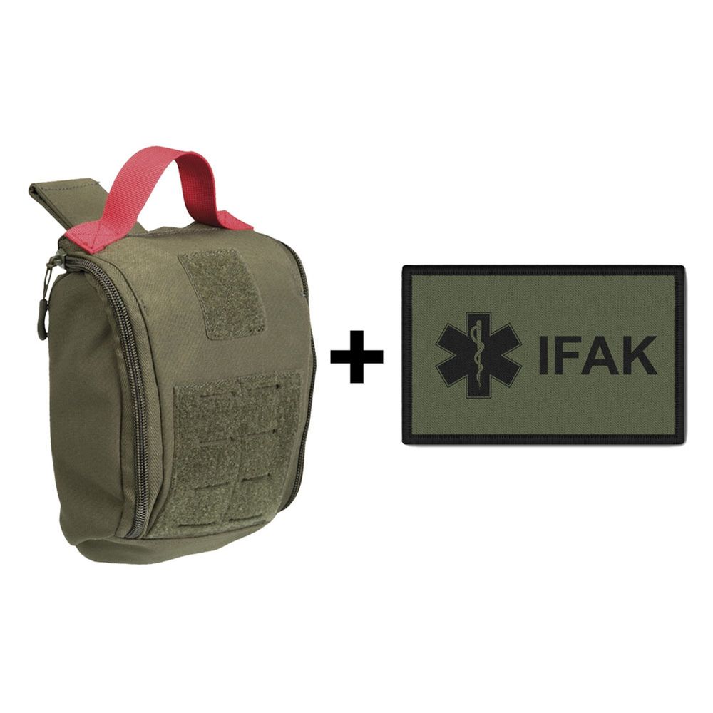 IFAK Tasche Rank Patch 9, 8x6cm Set Äskulapstab oliv First Aid Hermesstab