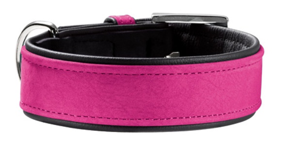 Hunter Halsband Provence Leder pink/schwarz Gr. 45