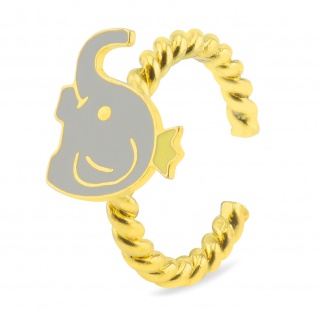 Elefanten mit Krone Ring vergoldet