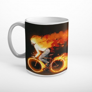 Fahrradfahrer brennend Rennrad Feuer Fantasy Tasse T1039
