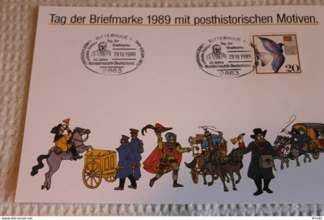 BRD; Sonderblatt, Erinnerungsblatt, Gedenkblatt: Tag der Briefmarke 1989; SST Ritterhude; Posthistorische Motive