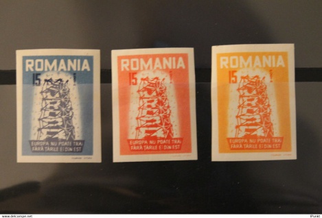 EUROPA; Rumänien 1956; EUROPA-Vignette; Satz mit 3 Werten; ungezähnt, MNH, lesen