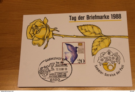 BRD; Sonderblatt, Erinnerungsblatt, Gedenkblatt: Tag der Briefmarke 1988; SST Darmstadt 1988
