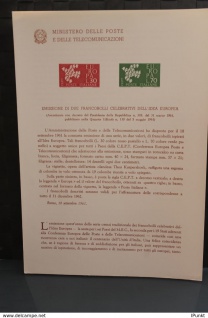 Ministerblatt Italien CEPT EUROPA UNION 1961; MiNr. 1129-30