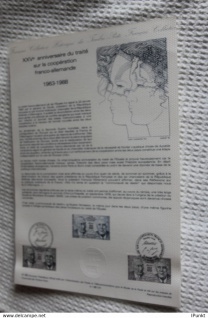 Frankreich; ETB, 1988; Ersttagsblatt: 25 Jahre Vertrag Deutsch-Französische Zusammenarbeit, ETB: 01-88 - Vorschau 
