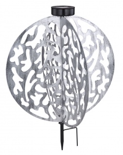 LED Solarleuchte Scheiben mit Dekorstanzungen im Kugel design antik silberfarbend 400mm von Globo